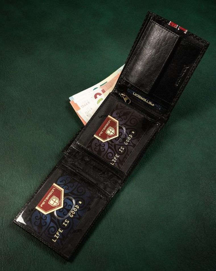 Portfel, czarny, skórzany, Peterson