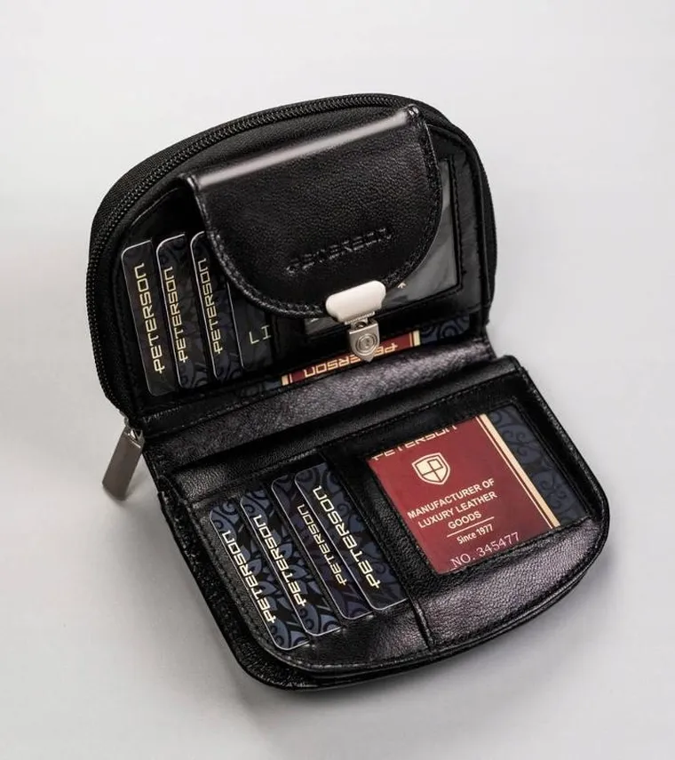 Portfel, czarny, skórzany, Peterson