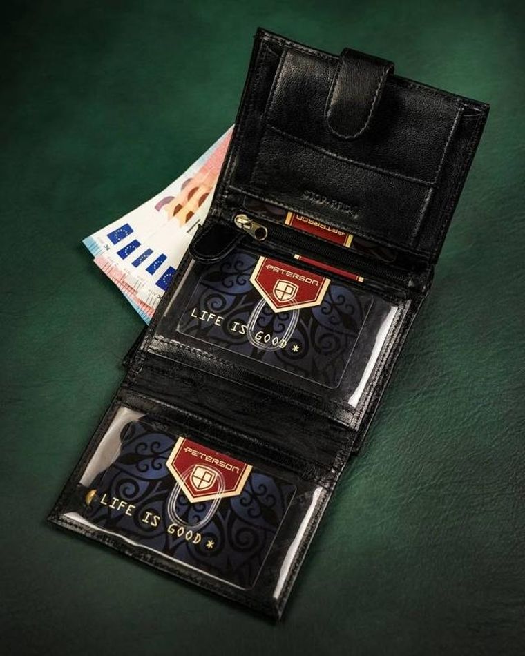 Portfel, czarny, skórzany, Peterson