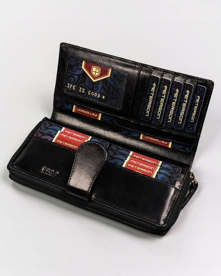 Portfel, czarny, skórzany, Peterson