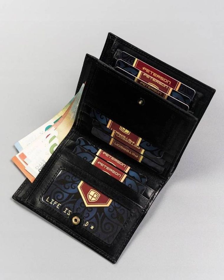 Portfel, czarny, skórzany, Peterson