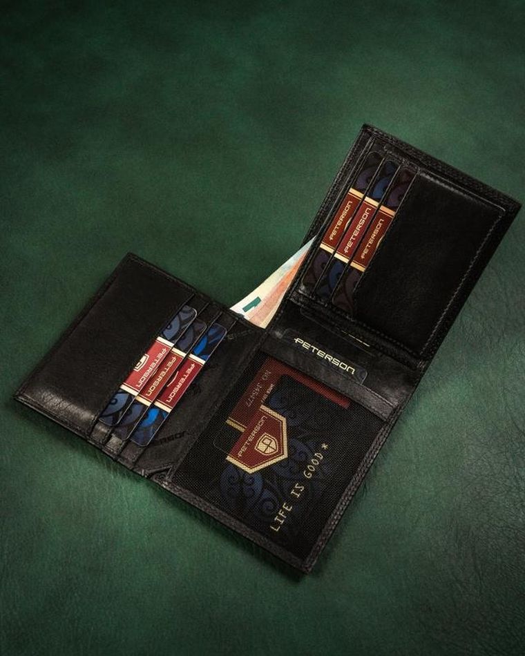 Portfel, czarny, skórzany, Peterson