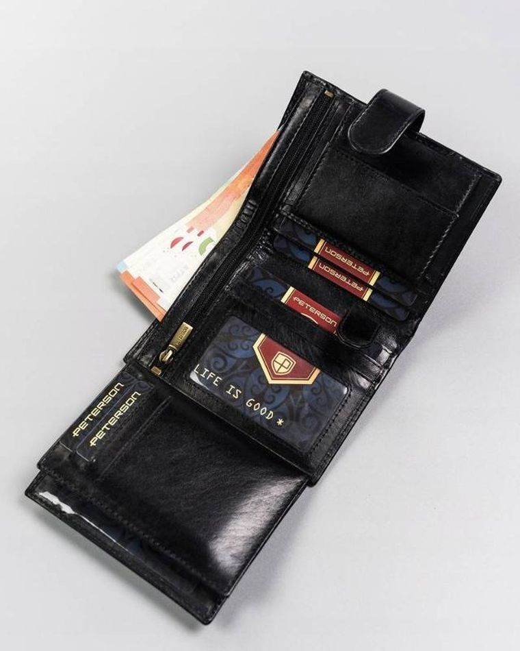 Portfel, czarny, skórzany, Peterson