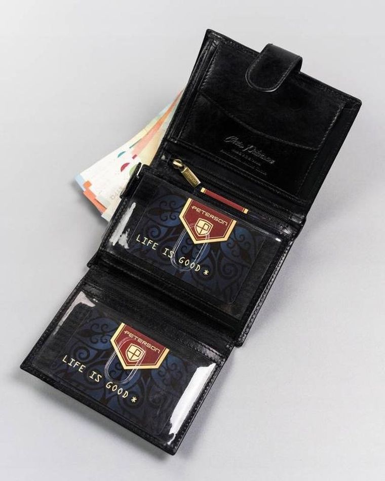 Portfel, czarny, skórzany, Peterson