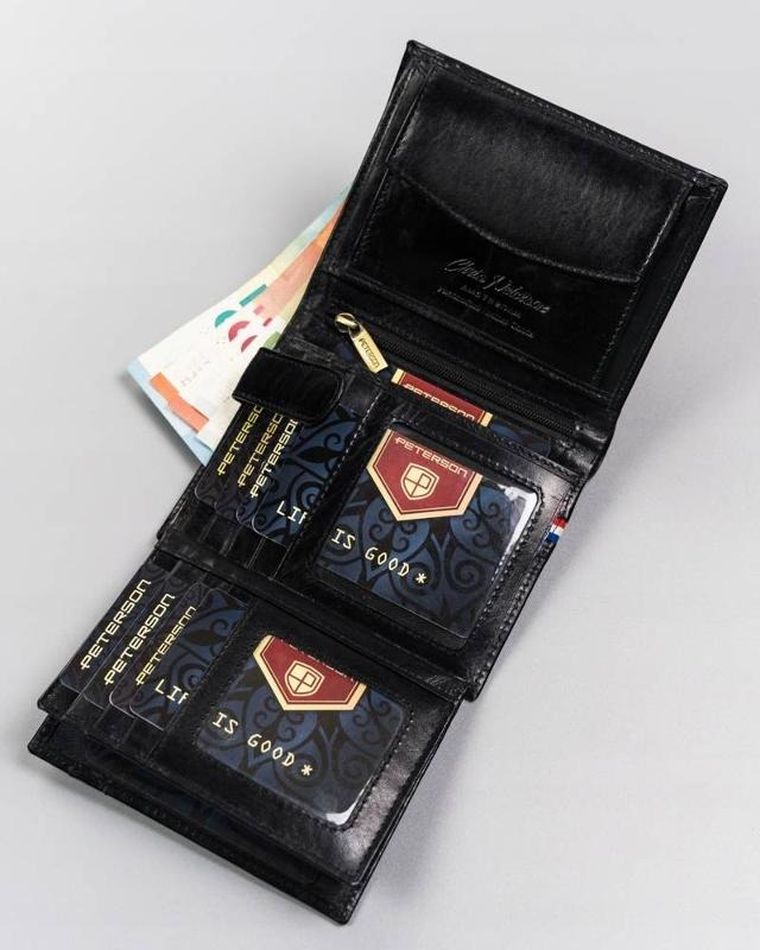 Portfel, czarny, skórzany, Peterson