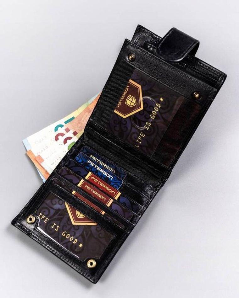 Portfel, czarny, skórzany, Peterson