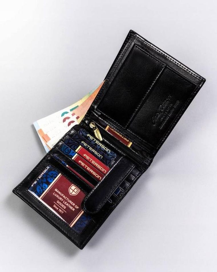 Portfel, czarny, skórzany, Peterson
