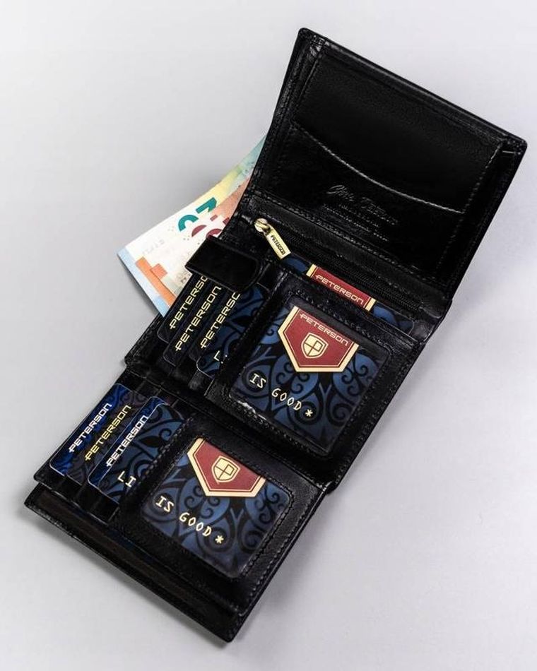 Portfel, czarny, skórzany, Peterson