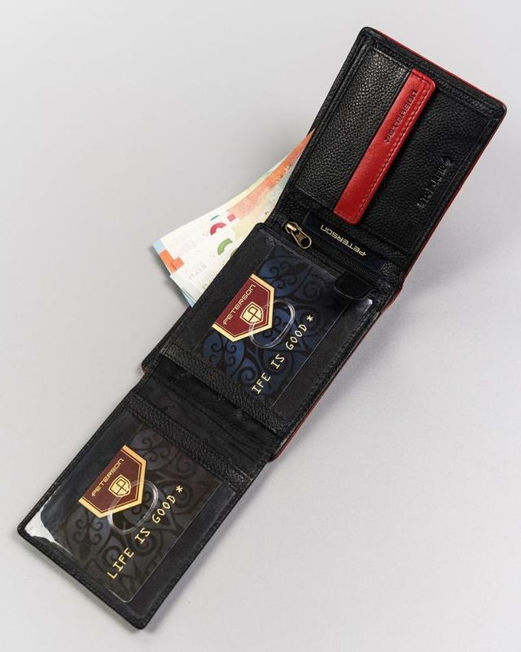 Portfel, czarny, skórzany, Peterson