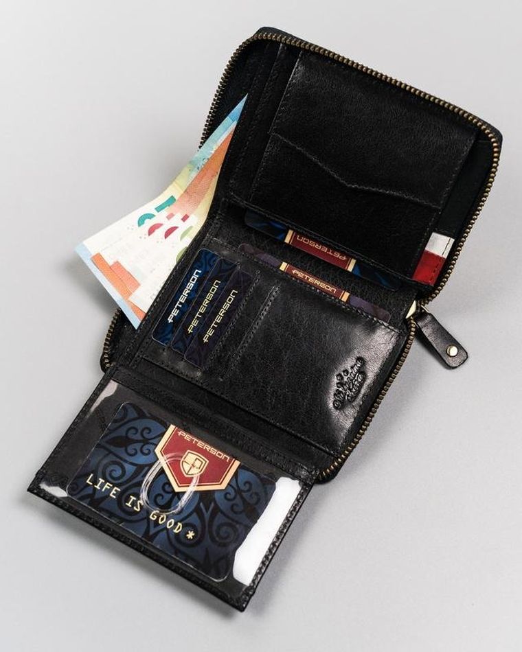 Portfel, czarny, skórzany, Peterson