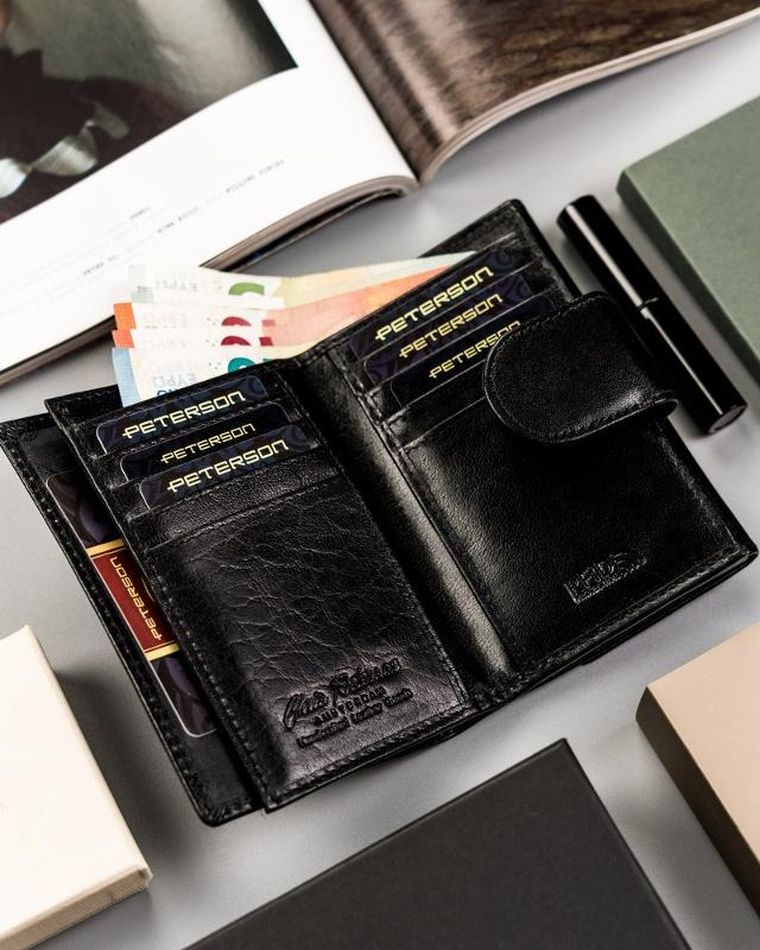 Portfel, czarny, skórzany, Peterson