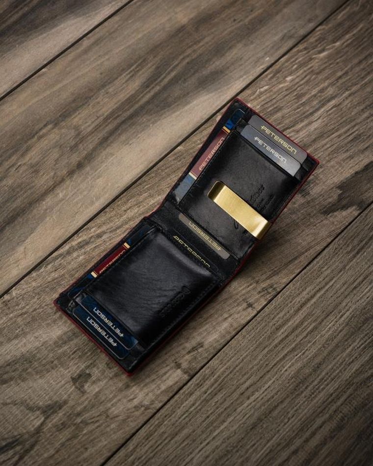 Portfel, czarny, skórzany, Peterson