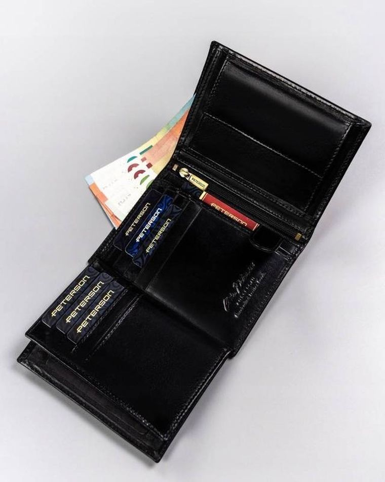 Portfel, czarny, skórzany, Peterson