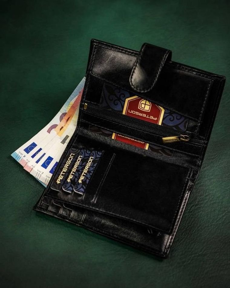 Portfel, czarny, skórzany, Peterson