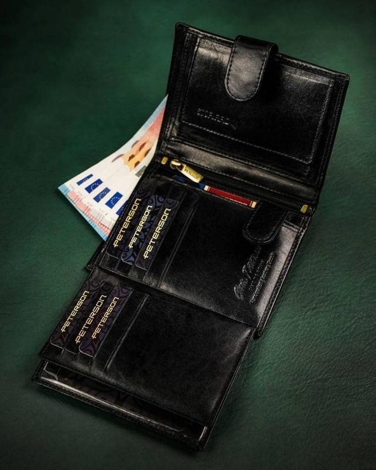 Portfel, czarny, skórzany, Peterson