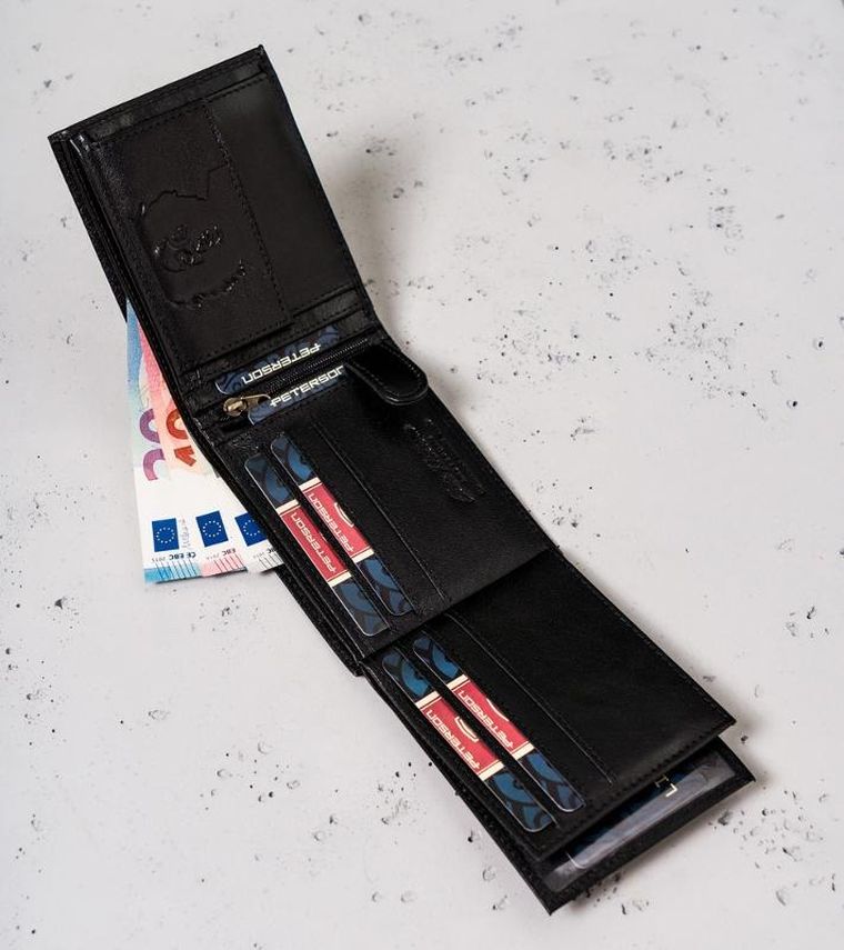 Portfel, czarny, skórzany, Peterson