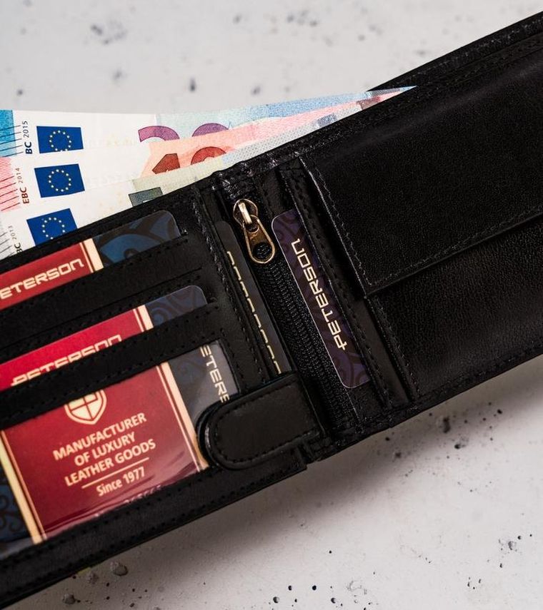 Portfel, czarny, skórzany, Peterson