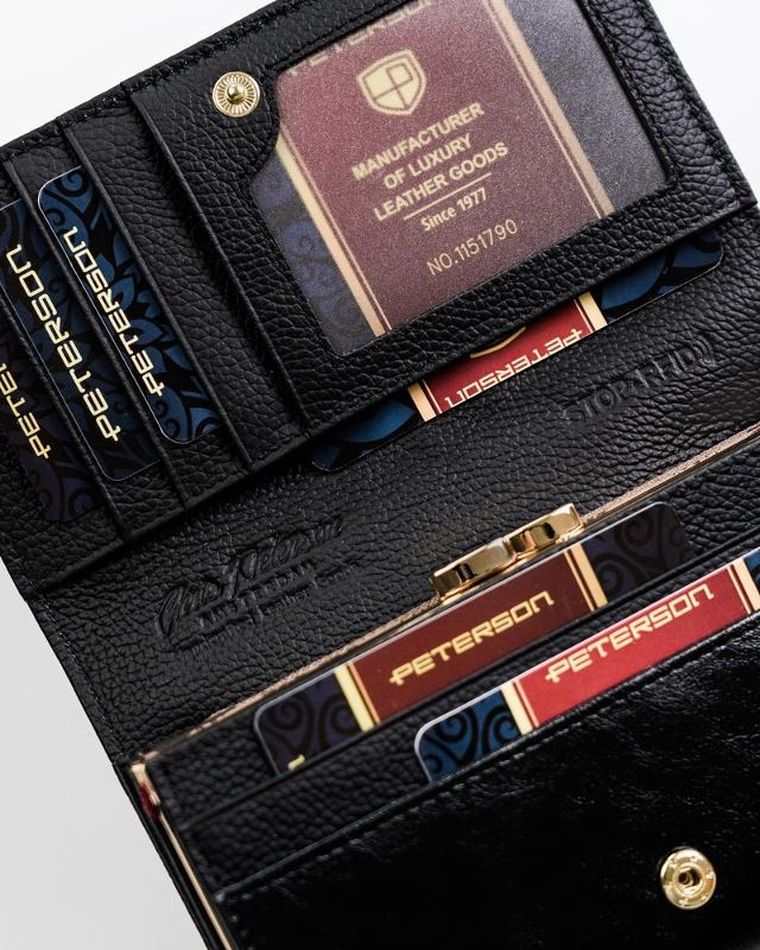 Portfel, czarny, skórzany, Peterson