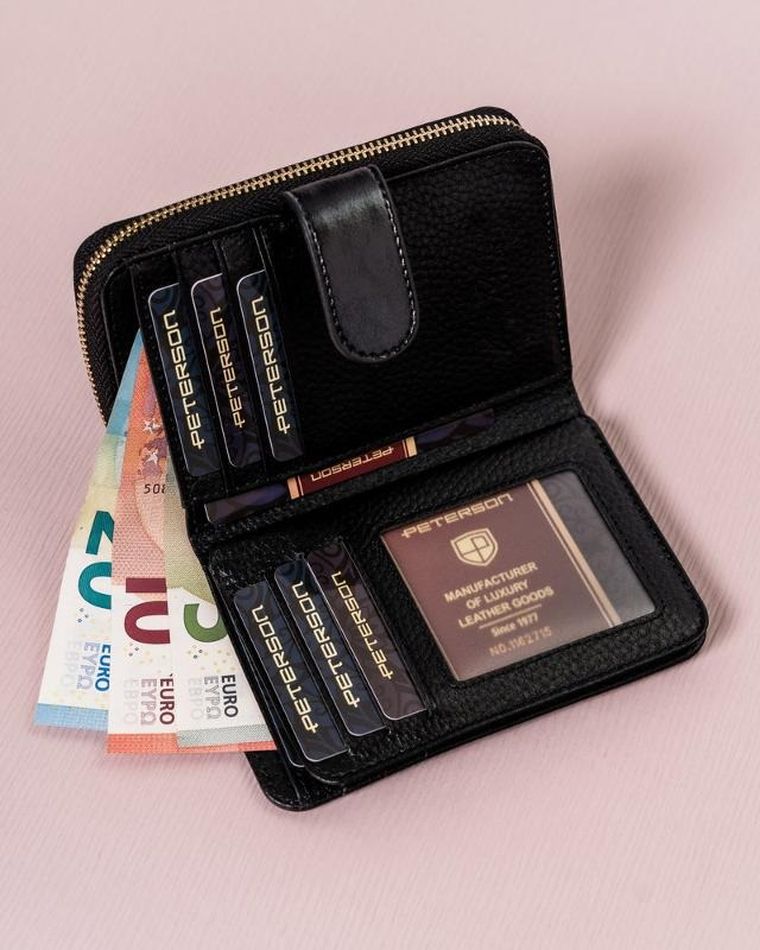 Portfel, czarny, skórzany, Peterson