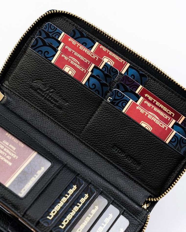 Portfel, czarny, skórzany, Peterson