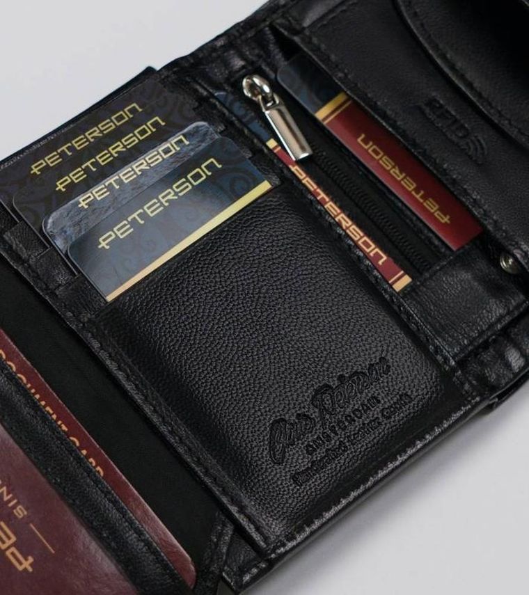 Portfel, czarny, skórzany, Peterson