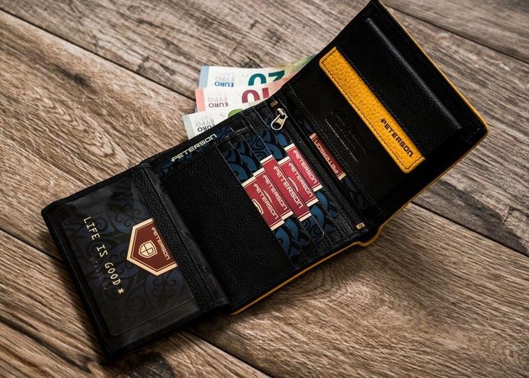 Portfel, czarny, skórzany, Peterson