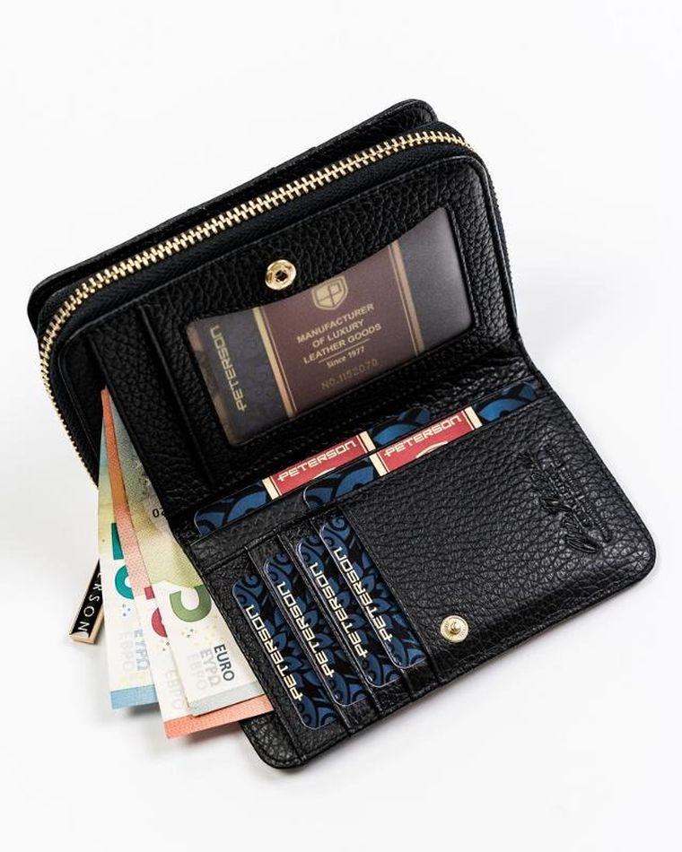 Portfel, czarny, skórzany, Peterson