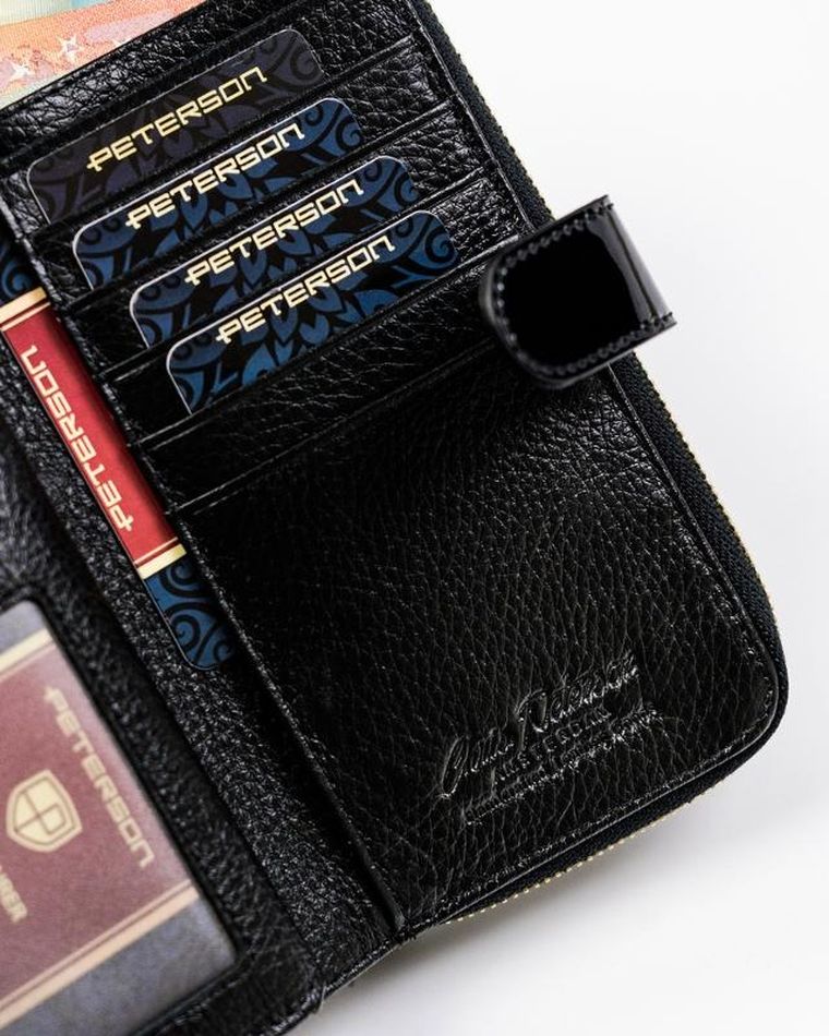 Portfel, czarny, skórzany, Peterson