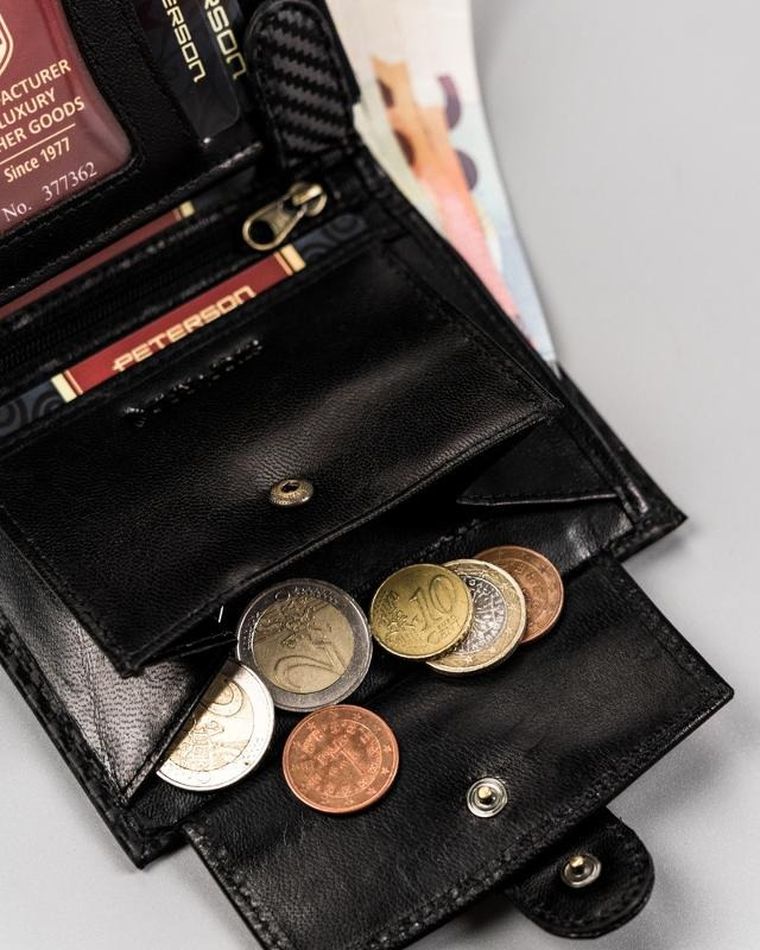 Portfel, czarny, skórzany, Peterson