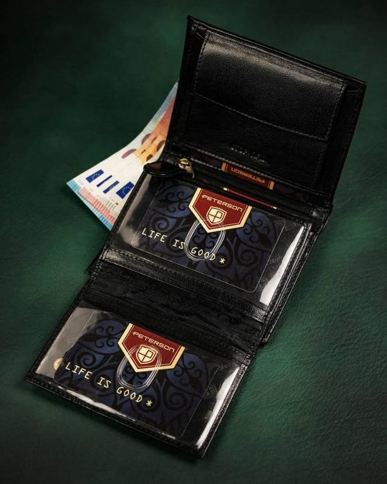 Portfel, czarny, skórzany, Peterson