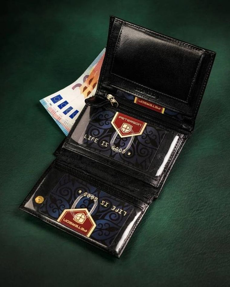 Portfel, czarny, skórzany, Peterson