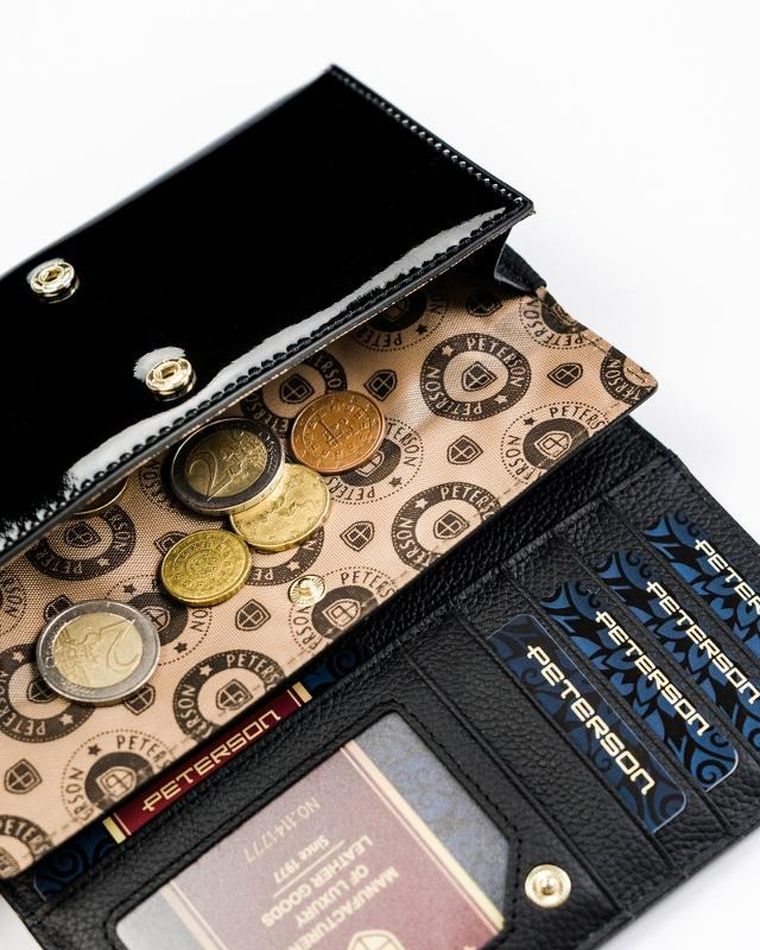 Portfel, czarny, skórzany, Peterson
