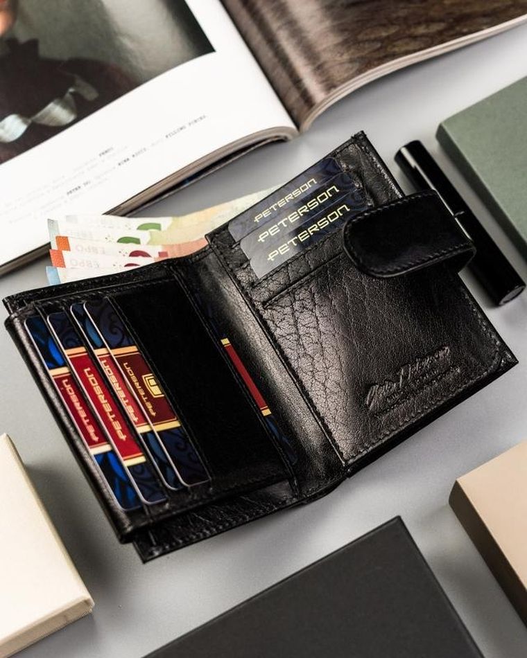 Portfel, czarny, skórzany, Peterson