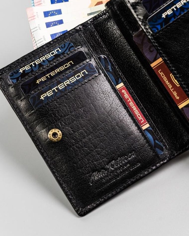 Portfel, czarny, skórzany, Peterson