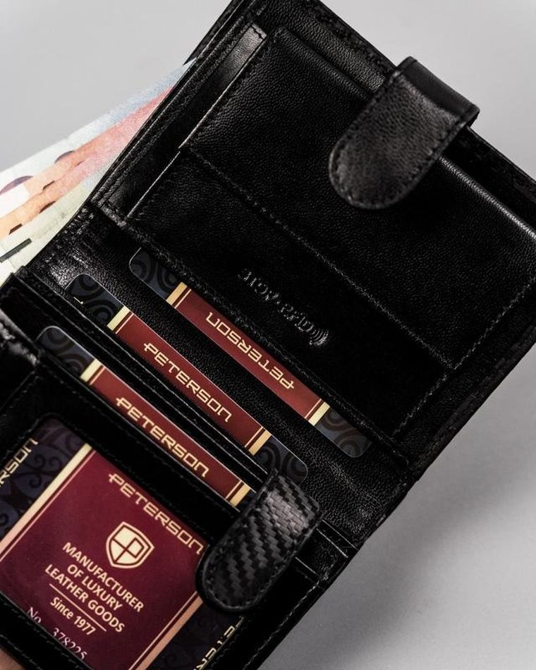 Portfel, czarny, skórzany, Peterson