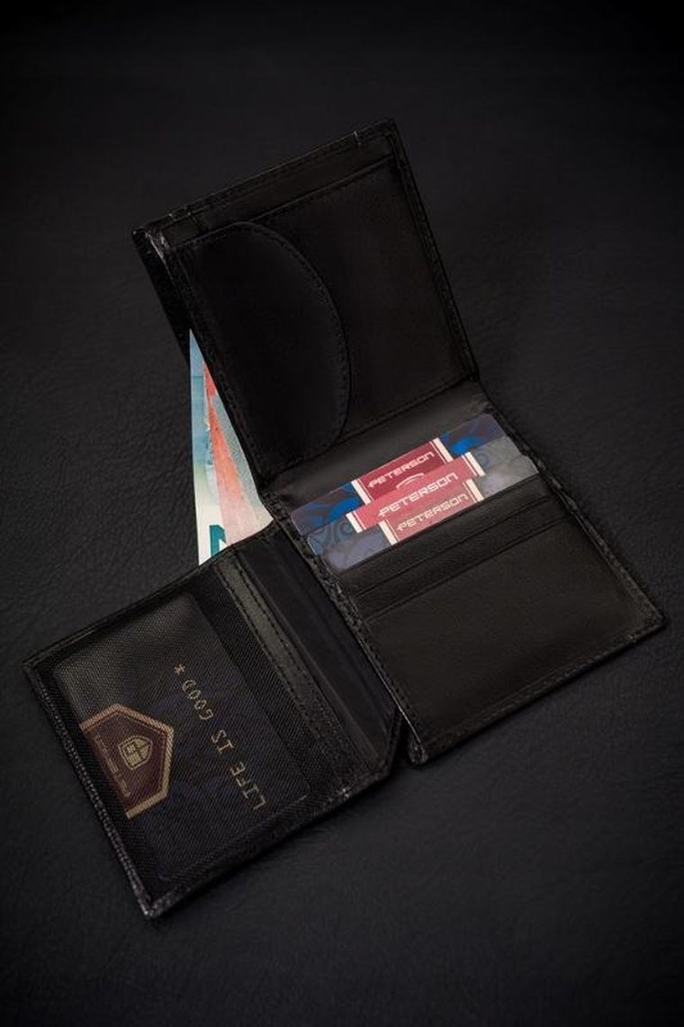 Portfel, czarny, skórzany, Peterson