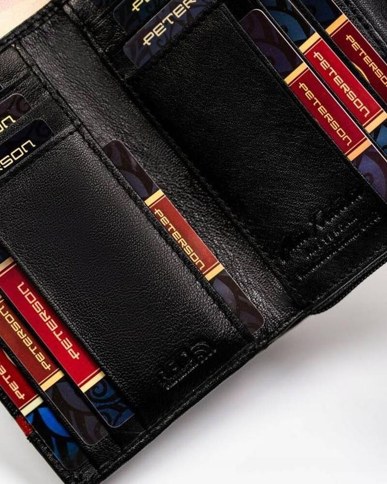 Portfel, czarny, skórzany, Peterson