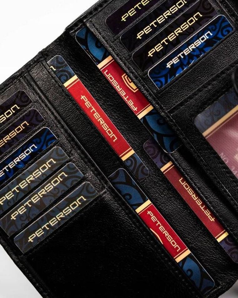 Portfel, czarny, skórzany, Peterson