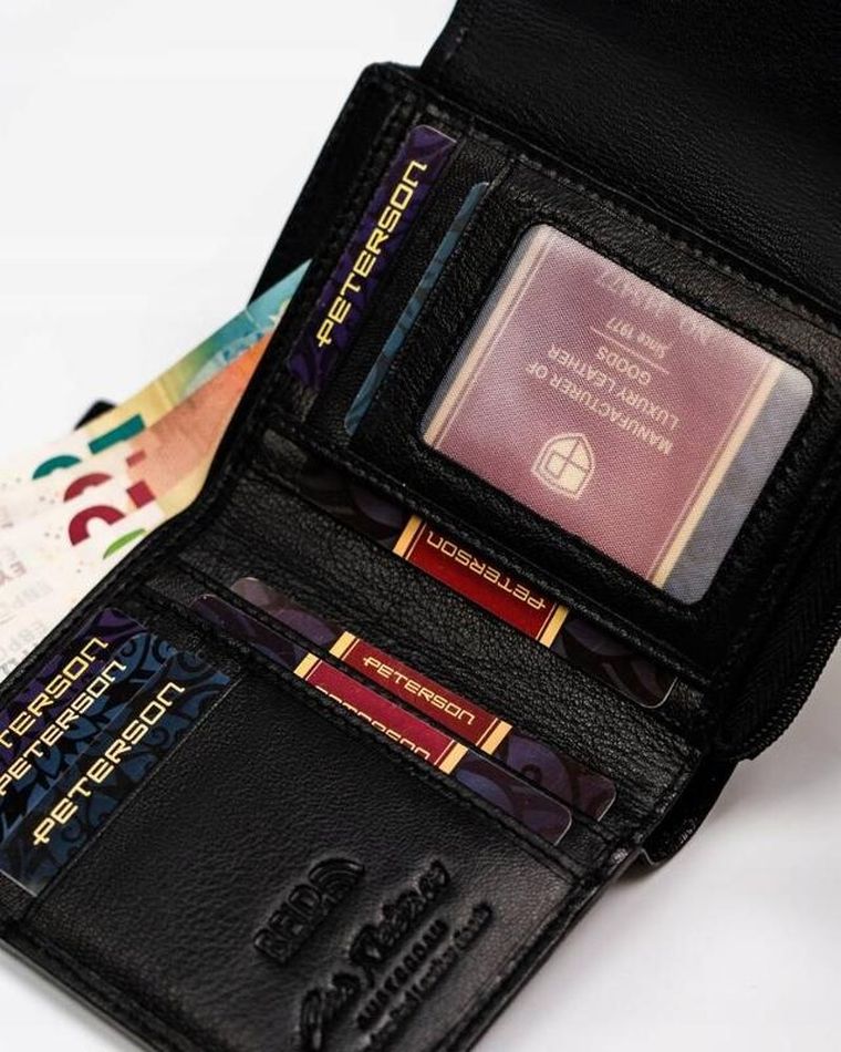 Portfel, czarny, skórzany, Peterson