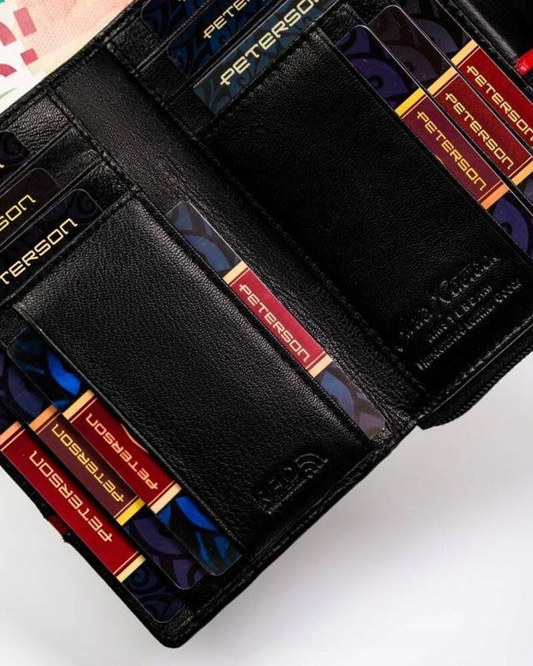 Portfel, czarny, skórzany, Peterson