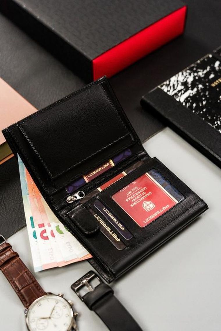 Portfel, czarny, skórzany, Peterson