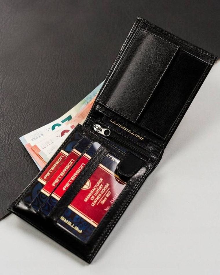 Portfel, czarny, skórzany, Peterson