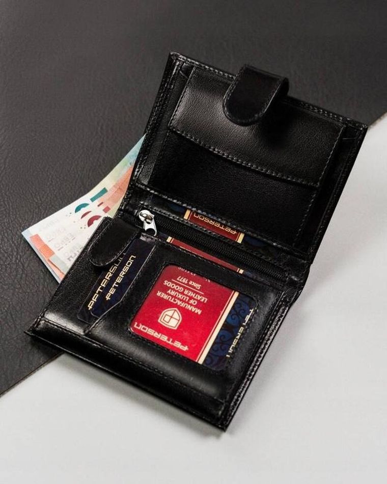 Portfel, czarny, skórzany, Peterson