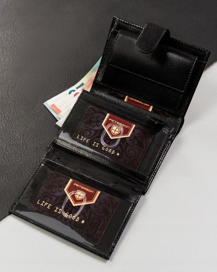 Portfel, czarny, skórzany, Peterson