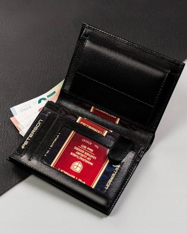 Portfel, czarny, skórzany, Peterson
