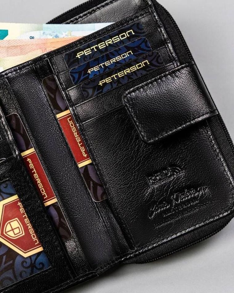 Portfel, czarny, skórzany, Peterson