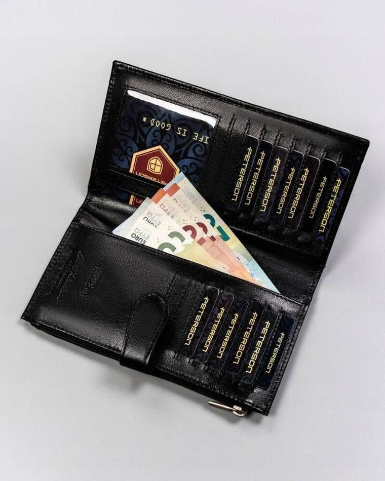 Portfel, czarny, skórzany, Peterson