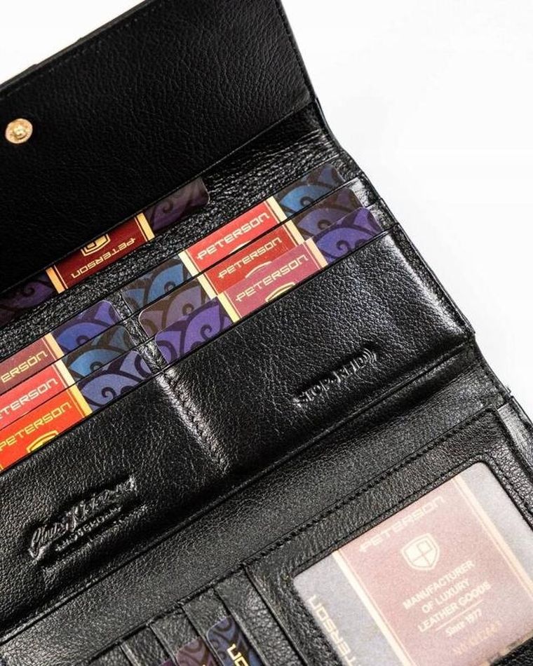 Portfel, czarny, skórzany, Peterson