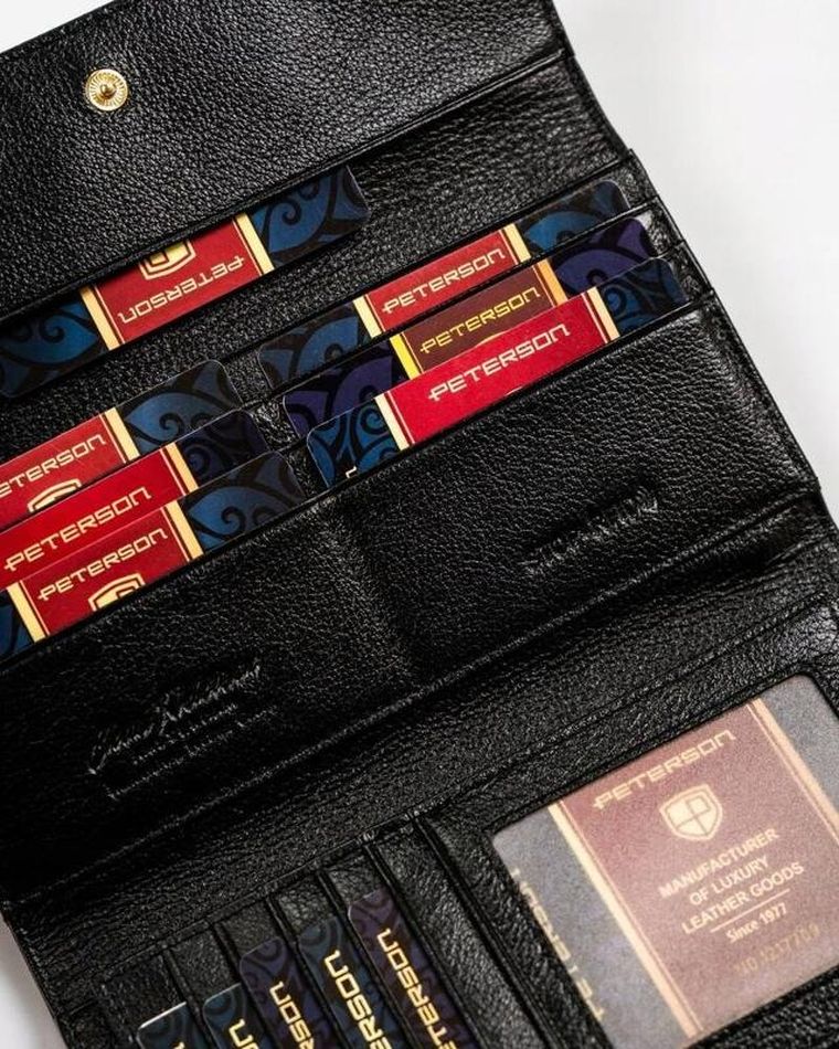 Portfel, czarny, skórzany, Peterson