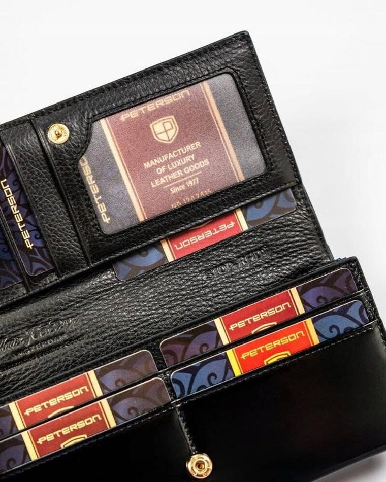 Portfel, czarny, skórzany, Peterson